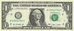 $ 1 dollar banknote